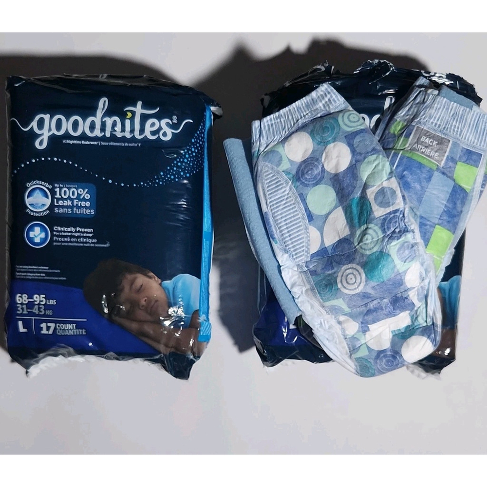 Goodnites Overnight Large 68-95 lbs 2 Packs 17 Count Disposable Diapers Unisex